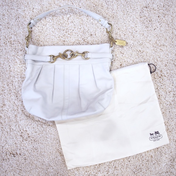 Coach Hampton White Hobo Bag Gold With Hardware - Picture 1 of 5